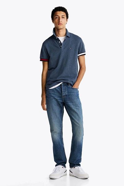 Tommy Hilfiger Flag Cuff Slim Polo Men's Blue T-Shirt Mw0Mw37518Dv1