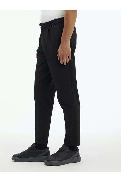 Calvin Klein Men's Cotton Regular Waist 5 Pockets Buttoned Black Trousers K10K113648-BEH