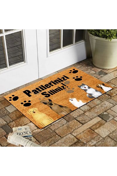 esnature 45x70 Cm Dog Patterned Wipe Written Door Mat
