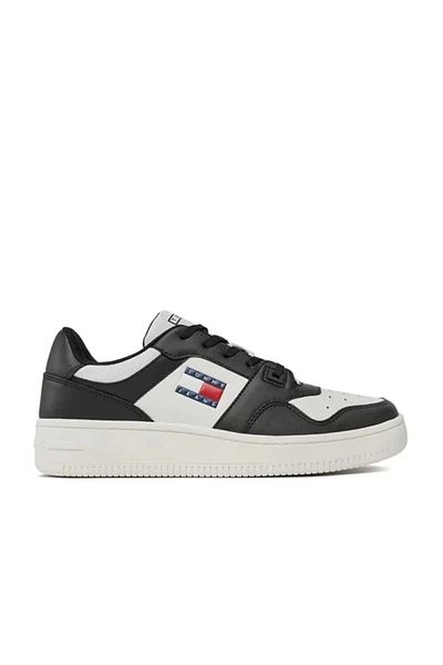Tommy Hilfiger Чорні шкіряні кросівки Зручна плоска підошва Дихаючий верх EN0EN025050GS