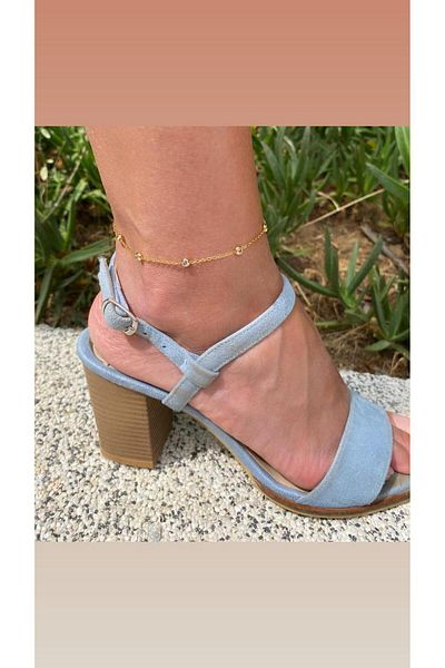 marsel aksesuar Round Mini Stone Gold Steel Anklet