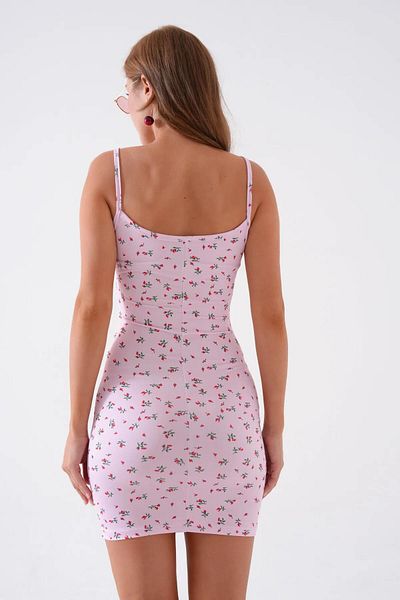 Baby xclub Women's Pink Floral Mini Dress with Rope Strap