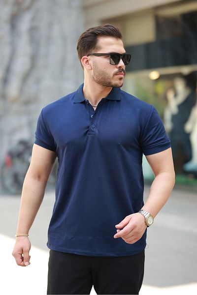 Gökyüzü Moda Men's Short Sleeve Collared Viscose Two Thread Men's Blouse