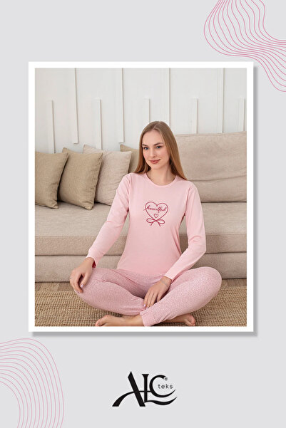 Alcteks طقم بيجامة نسائية ناعمة الملمس: نمط قلوب 100% قطن – يافرواغزي، بأكمام...