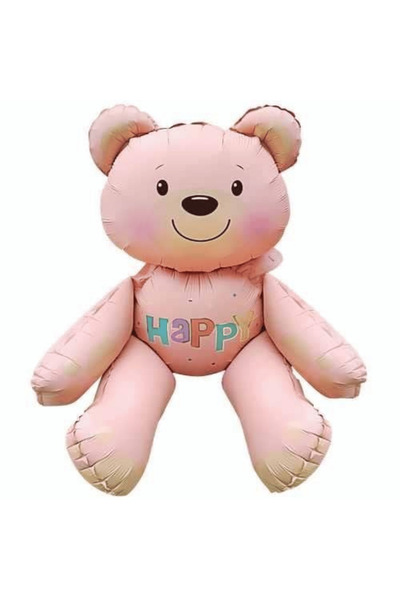 Bunloon Pembe Oturan Ayı Folyo Balon Doğum Günü Parti Süsleme