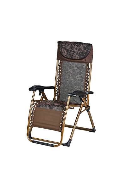 Bysay KAMP SANDALYESİ ŞEZLONG SANDALYE KATLANIR PORTATİF (KAHVERENGİ)