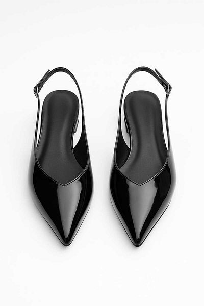 Shoebuo Women's Daily Patent Leather Ballerina Lotus Pointed Toe Shoes