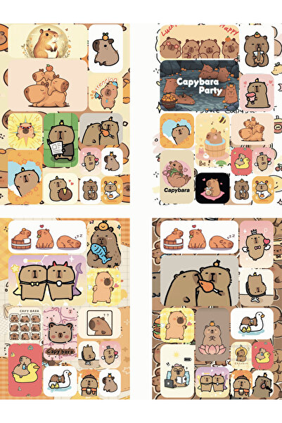 Mielibon كتاب ملصقات كابيبارا – 16 صفحة، 208 ملصق، دفتر ملصقات