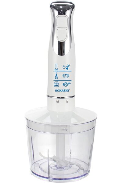 sonashi خلاط يدوي 4 في 1، مفرمة، خفاقة، خلاط، شفرة متينة من الفولاذ المقاوم للصدأ وعصا قابلة للإزالة، 600 واط