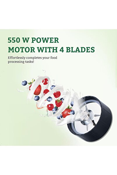 sonashi خلاط رياضي محمول بقوة 550 واط وصانع سموثي - زر لمس واحد مع زجاجة رياضية سعة 600 مل مع غطاء