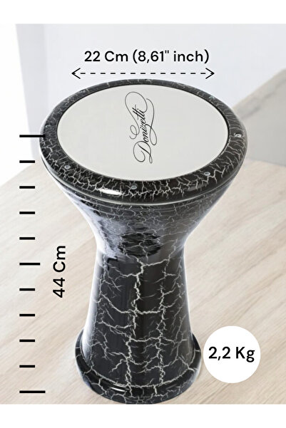 Donizetti Siyah Çatlak Desen Mısır Çömlek Darbuka Kılıf Hediyeli