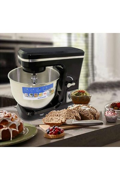 sonashi Multi-Functional Stand Mixer with Stainless Steel Mixing Bowl - 6 Speeds with Pulse Control | Splash
