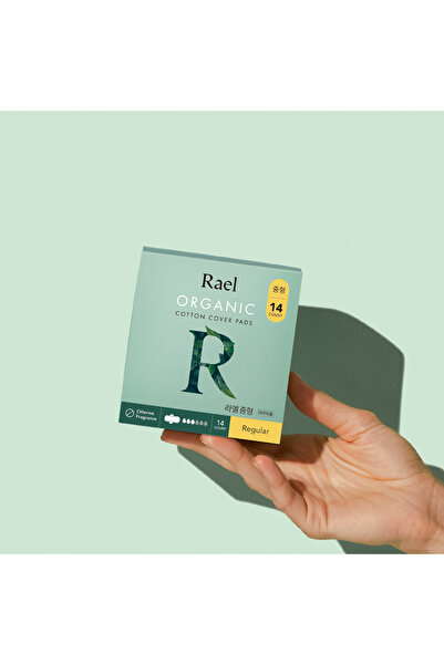 Rael_SA فوط صحية قطنية عضوية عادية التدفق، 14 قطعة، ملائمة ومريحة، عناية يومي...