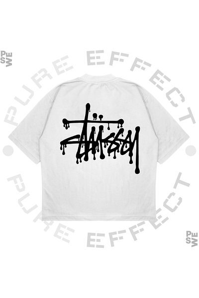 TRAGEDY Tricou unisex oversize Stussy Melted Printed Boxy Fit din țesătură groasă