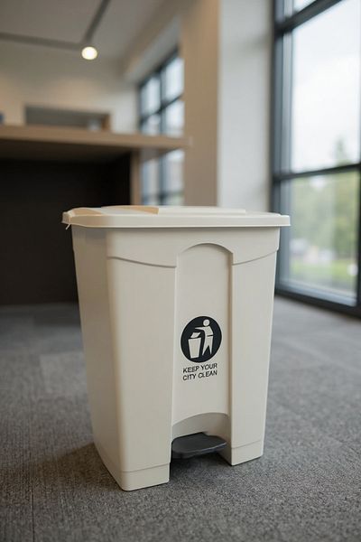 Living Plastic Garbage Bin - 70 Liters - Stylish and Durable Beige Waste Bin for Home and Office