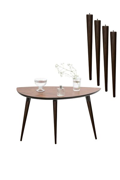 HAMADEX 60 cm Dark Mese, masă din lemn cu picioare conice, scaun, picior măsuță de cafea 4 buc (INCLUSIV APPARATE)