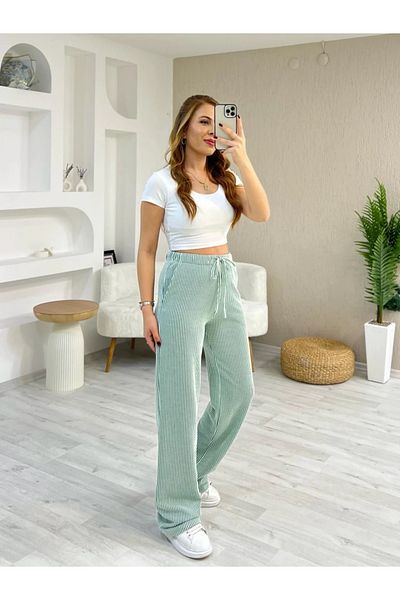NATUFIAN STORE Women's Waterway Loose Cut Striped Trousers