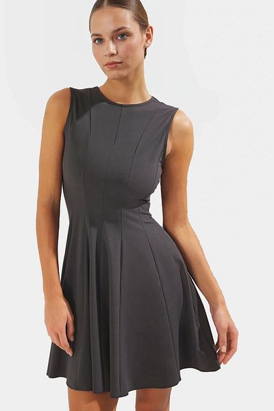 PayBuy Stylish Mini Knitted Dress Crew Neck 88% Polyester Comfortable Casual Style Professional Look