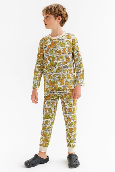 ESİLA KİDS Boys' Pajama Set Patterned Cotton Long Sleeve Pajama Set 2-6 Years