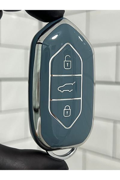 BARKAS ELEKTRONİK Togg T10X Compatible 3 Button Key Protection Case Gray Silver