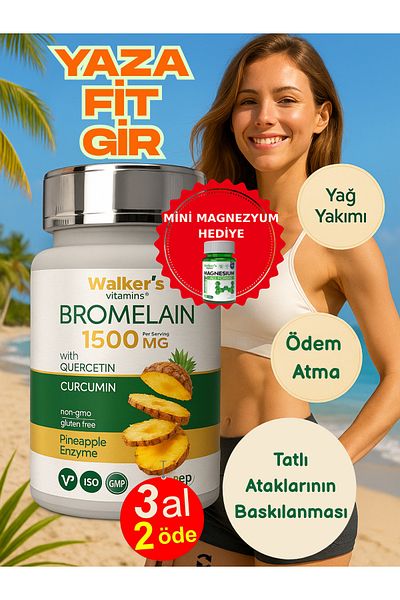 Walkers Bromelain Green Tea, Chromium, , Berberine, Resveratrol. (3 Pieces)