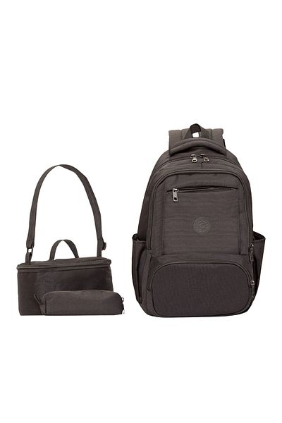 Alone Primary School Bag Set of 3 – Backpack Nutrition Pen Holder 8581 Black