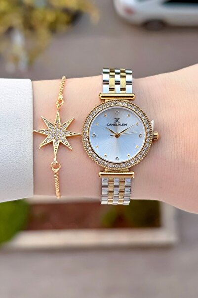 Daniel Klein Sarı Silver Renk 24 Ay Garantili 28 Mm Kadın Kol Saati ve Bileklik