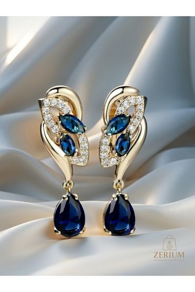 ZERİUM Queen Sparkle Drop Zircon Dangle Earrings