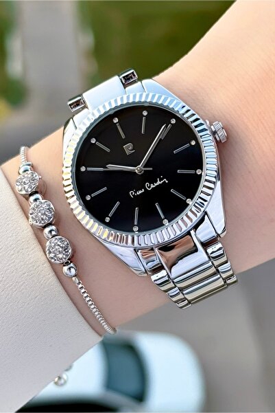 Pierre Cardin Kadranı Siyah Kordonu Gümüş Renk 36 mm Kadın Kol Saati