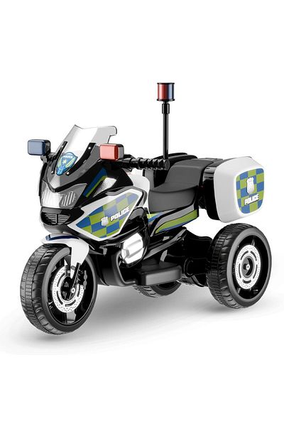 rexa Electric Ride on Police Bike for 2+ Years Kids with Siren Rechargeable Battery Operated Tricycle