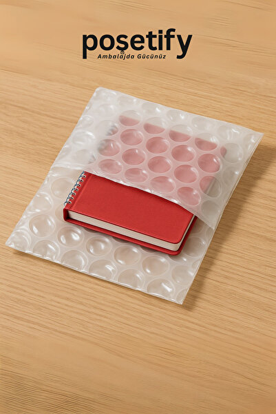 POŞETİFY Kalın Balonlu Kargo Poşeti 14x22x12 cm | 5 Adet | Şeffaf | Yapışkan Bantlı Kargo Zarfı | 155 Gram