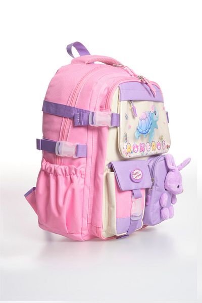 Roxbros 3-Piece Girls' School Bag Set with Turtle Figure - Primary School Backpack with Pen Holder and Nutrition