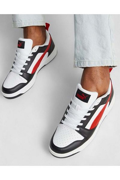 Puma 392328   Rebound V6 Low Unisex Sneakers White-Red
