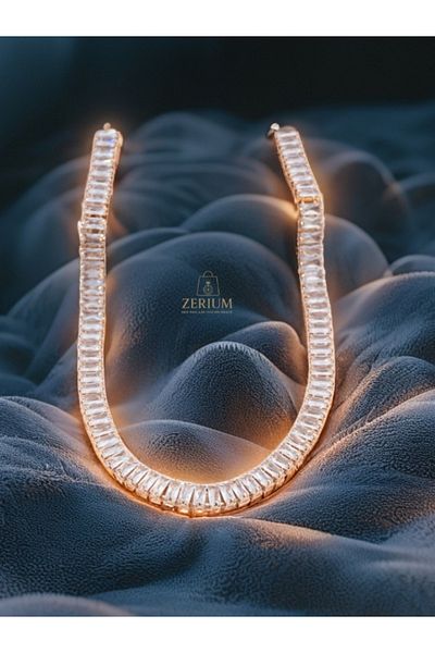 ZERİUM Baguette Shine Rose Waterway Necklace