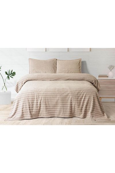 Merinos Modern Twist 3 Piece Double Blanket Set Boxed 220X240 Mocha