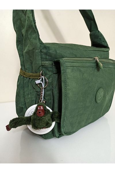 Alanç Gift Green Large Size Crossbody Messenger Bag - Water Repellent Fabric, Multi-Pocket, Suitable for School