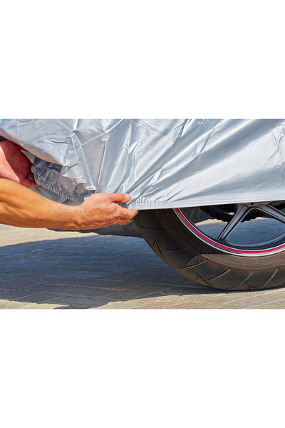 Moonrider Gri Su Geçirmez Premium Motosiklet Branda 400cc Altı Motorlar Için Alttan Lastikli Motorsiklet Çadır