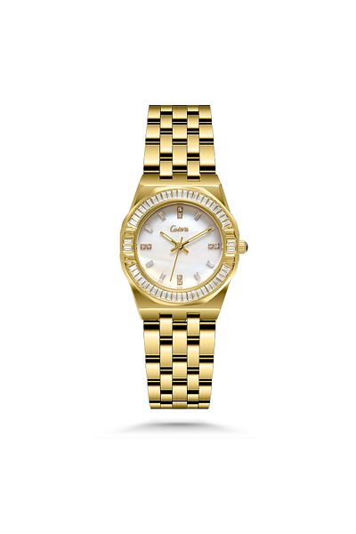 catera Women's gold-tone steel watch with white dial