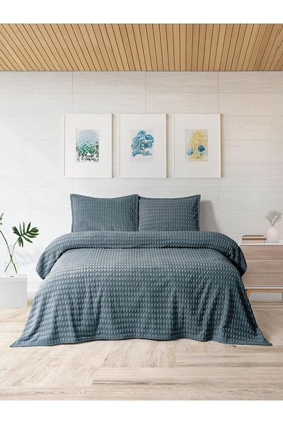 Merinos Modern Twist 3 Piece Double Blanket Set Boxed 220X240 Ocean