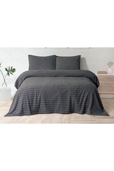 Merinos Modern Twist 3 Piece Double Blanket Set Boxed 220X240 Dark Gray