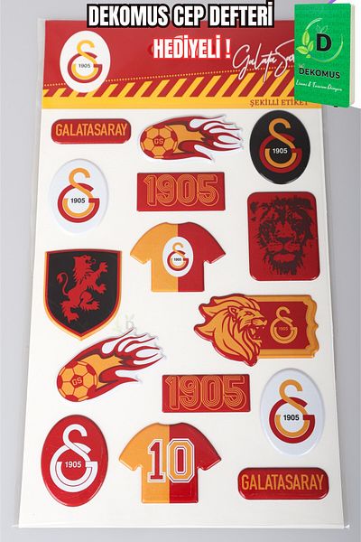 Galatasaray "Dekomus Pocket Notebook with Gift" Licensed 3D Shape Label/Sticker
