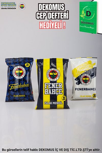 Fenerbahçe "Dekomus Pocket Notebook Gifted" New Season Licensed "Single" Wet Wipes 15 Sheets