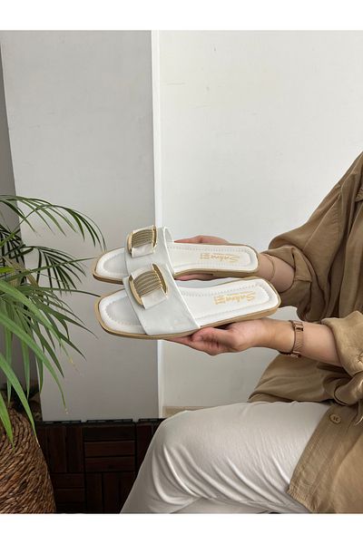 Behtah Kundura Papuci de damă de vară cu cataramă detaliată Sandale Talpă confortabilă ușoară