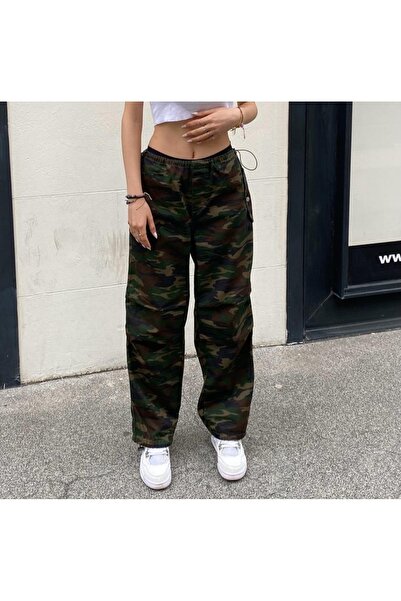 DENİKK Yudoowear, Loose Fit Elastic Adjustment Parasut Camouflage Pattern Pants.