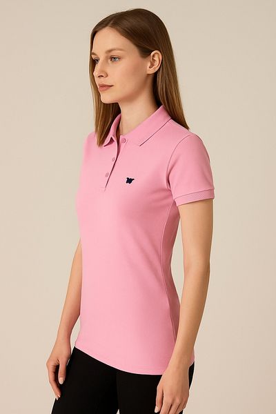 comstar Tricou de vară cu mânecă scurtă pentru femei, cu guler polo, pudră de bază