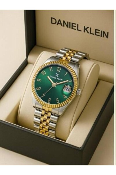 Daniel Klein Marka Sarı Gümüş Renk Kadın Kol Saati – Orijinal - Yeşil Kadranlı
