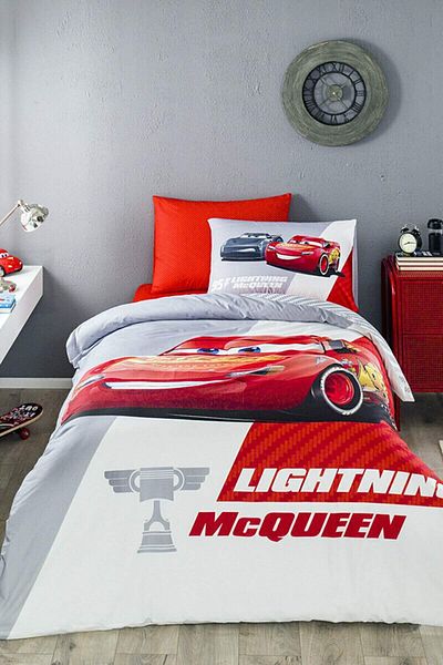 Özdilek Cars Piston Cup Single Disney Licensed Elastic Fitted Bed Sheet Children's Duvet Cover Set