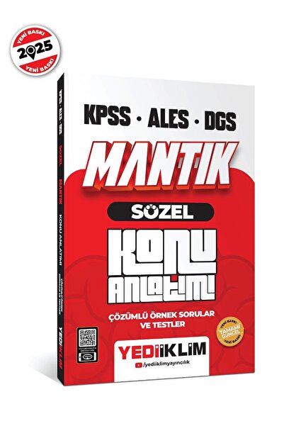 Yediiklim Yayınları 2025 Kpss Ales Dgs Ags Sözel Mantık Konu Anlatımı