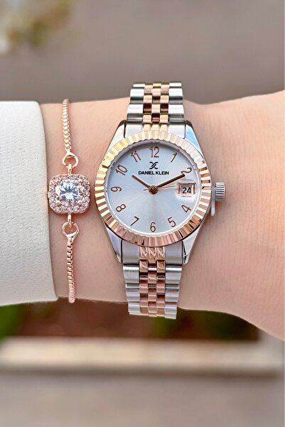 Daniel Klein Bakır Silver Renk 24 Ay Garantili 28 Mm Kadın Kol Saati ve Bileklik