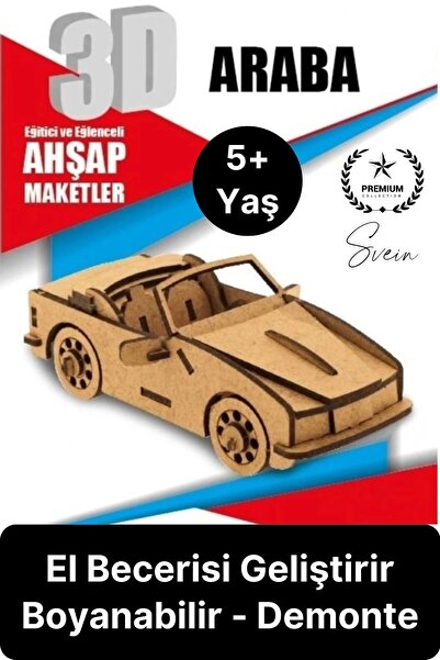 Svein Özel Üretim 3 Boyutlu Minyatür Ham Ahşap Maket Boyanabilir Eğitici Öğre...